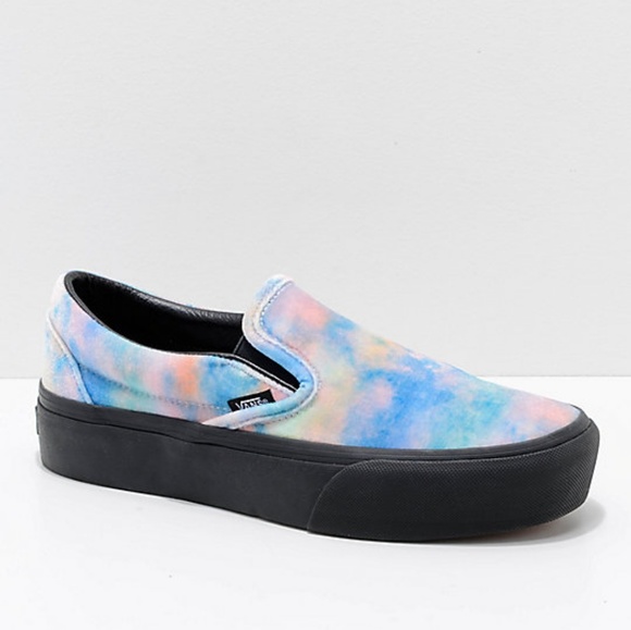 pastel tie dye vans slip on